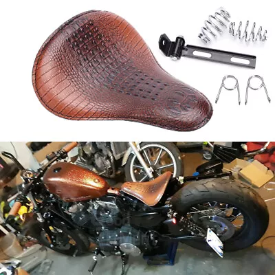 Large Motorcycle Alligator Solo Seat For Harley Softail Springer Bobber Chopper • $85.27