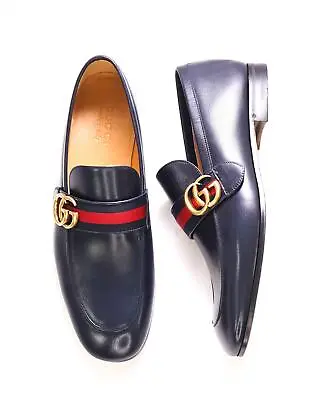 $1050 GUCCI -  MARMONT  Navy GG Web Detail Leather Loafers - 8.5US (8G) • $628