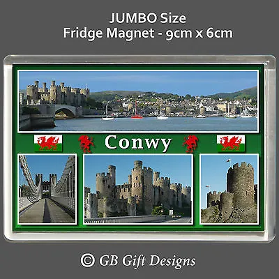 £3.35 • Buy Conwy Castle Wales & Welsh Flag - Jumbo Fridge Magnet  Gift Souvenir