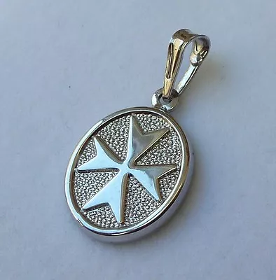 $24 • Buy Hallmarked Sterling Silver 925 Malta MALTESE CROSS Pendant Oval