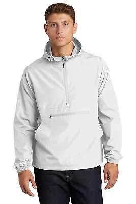 Sport-Tek JST66 Mens Long Sleeve Weather Fighting Packable Anorak With Pockets • $27.07