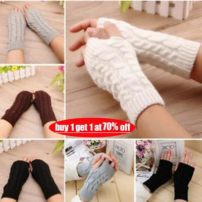 £3.12 • Buy Winter Fingerless Arm Warmer Gloves Hand Soft Mittens Protected Knitted Gloves
