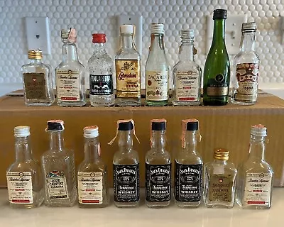 Lot Of 16 Vintage Mini / Airline Type Liquor Bottles - All Glass & Empty • $54.99