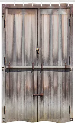 Retro Stall Shower Curtain Wooden Oak Country Gate • £17.99