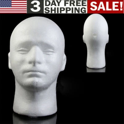 $9.86 • Buy Male Mannequin Styrofoam Foam Manikin Head Model Hat Glasses Wig Display Stand