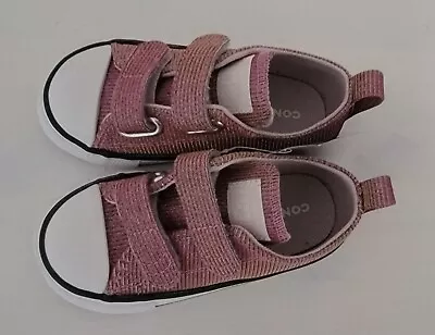 Converse All Star Pink Glitter Trainers Shoes Infant UK Size 7 EUR 23 New • £22