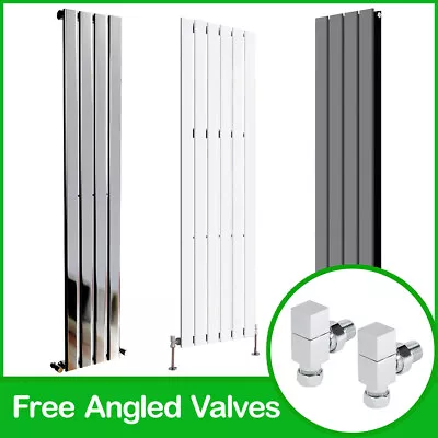 Tall Upright Vertical Flat Panel Designer Radiators With Free Angled Valves • £89.99