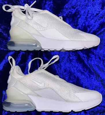 Nike Air Max 270 Arctic White Shoes Us 2Y Eur 33.5 AO2372-103 • $80