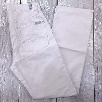 7 For All Mankind Linen Blend Pants Mens 28x30 White Standard Straight Leg Jeans • $21.48