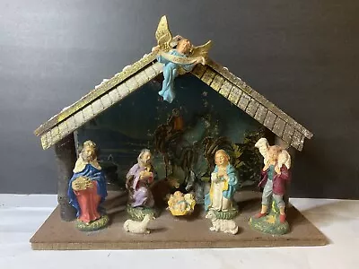 Vintage 1950's Italian Large Nativity Set Wood Manger Creche • $58