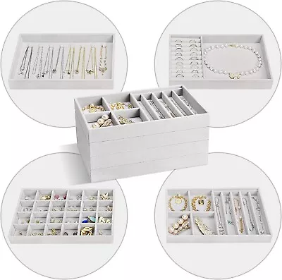 Set Of 4 Stackable Jewelry Organizer Trays For Drawers Jewelry Drawer Inserts • $17.95