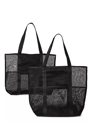 Women's Mesh Beach Tote Shoulder Bag 2-Pack Cheetah Print 17” Wx17” Hx8.5” D • $16.20