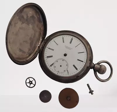 Tiffany & Co Sterling Silver Pocket Watch For PARTS Non-Working Engraved 1896 • $63