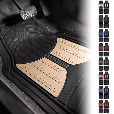 $29.99 • Buy Rubber Car Floor Mats 2-Tone Design Heavy Duty All Weather 4Pc W/ Air Freshener