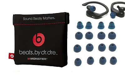 16 NAVY BLUE Earbuds Gels For Powerbeats-PRO With NON-charging Carrying Pouch.  • $11.99
