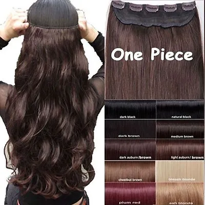 USA Mega Thick Clip In Hair Extensions One Piece Straight Curly Wavy As Human • $14.30