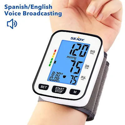 SEJOY Digital Wrist Blood Pressure Monitor Heart Rate Monitor Cuff BP Machine • $22.86