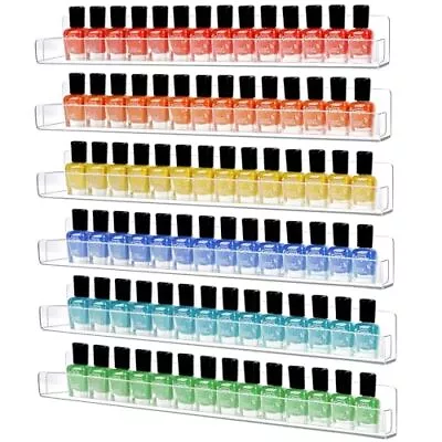 6 Pack Nail Polish Organizer Wall Mounted Shelf With Removable Anti-slip End ... • $32.24