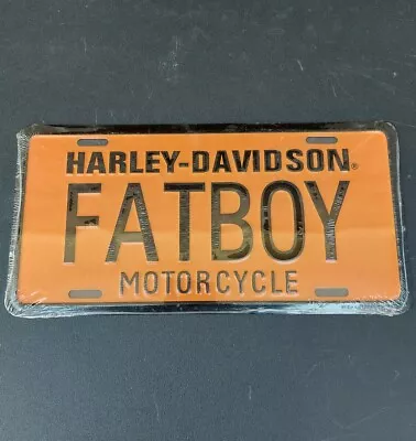 Vintage Harley Davidson Fatboy License Plate Metal Black Orange Embossed • $20.69