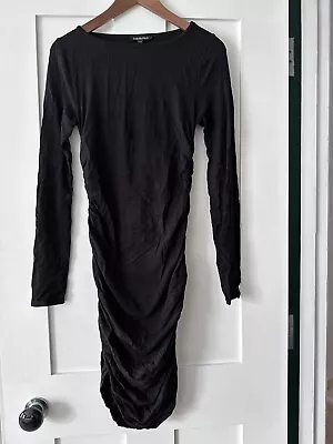 Isabella Oliver Black Ruched Formal Fitted Long Sleeve Maternity Dress  UK10 • £15.99