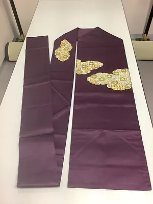 Japanese Vintage Kimono Nagoya Obi Pure Silk Purple Embroidery 135.4x11.8inch • $59.90