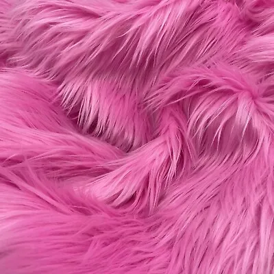 Bubble Gum Mohair Shaggy Faux Fur Fabric By The Yard ( Long Pile ) 60  Wide • $23.99