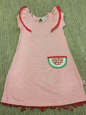 By OOBI Short Sleeve Dress With Bobble Hemline Pink White Stripes 7yrs • $22