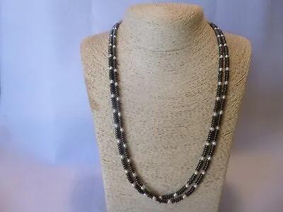 Black Hematite With Fresh Water Pearls Sterling Native American Style Necklace • $62