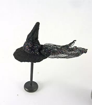 Dollhouse Miniature Artisan Witches Hat With Black Sparkle Net NO STAND • $6.99