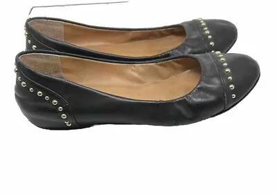 J Crew Cece Ballet Flats Size 6 Black Leather Gold Studs Studded • $18