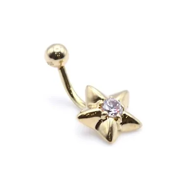 Gold Star Belly Button Naval Bar Piercing 9ct Unworn • £125