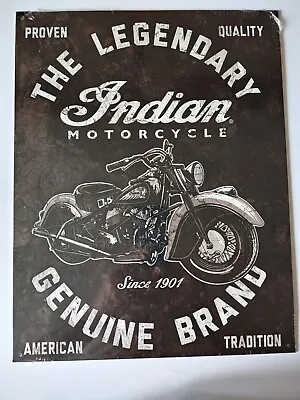 The Legendary Indian Motorcycle Metal Sign Wall Decor Black Vintage/Retro New • $12