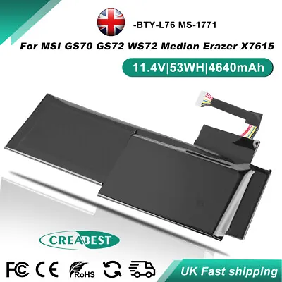 4640mAh BTY-L76 Battery For MSI GS70 GS72 WS72 MS-1771 1772 Medion Erazer X7615 • £40.75