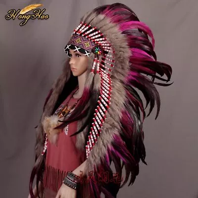 $209.37 • Buy 38inch Indian Feather Headdress Feather Costumes Feather Headpiece Feather Hat