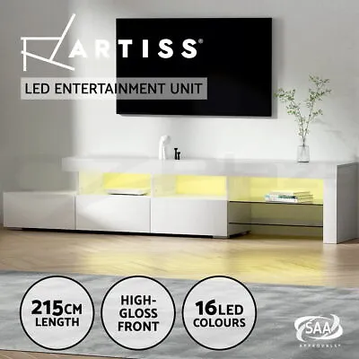 $179.95 • Buy Artiss TV Cabinet Entertainment Unit Stand RGB LED Gloss Furniture 215cm White