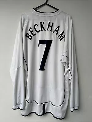 England Euro 2002 Home Football Shirt #7 Beckham Long Sleeve Vintage Umbro XL • £159