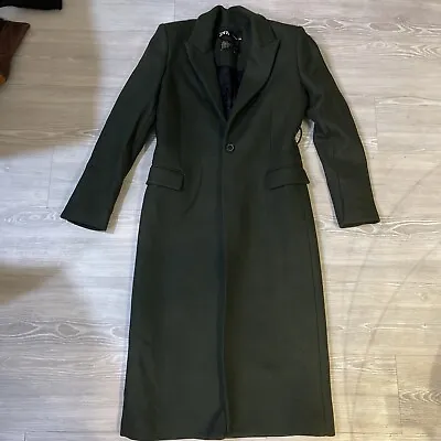 $109 • Buy Zara Manteco Olive 🫒 Italian Wool Blend Collared Long Length Jacket Coat S NWOT
