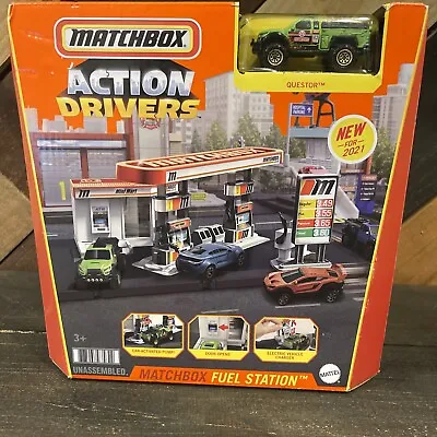 Matchbox Cars Action Drivers Fuel Station & 1:64 Scale Truck Playset CIB • $20