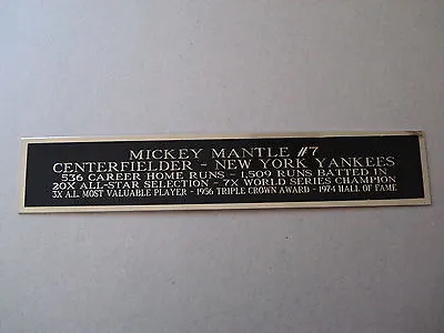 Mickey Mantle Baseball Card New York Yankees Display Case Nameplate 1.25  X 6  • $6.50