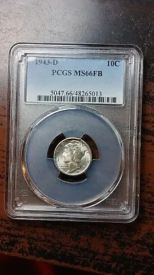 1943 D Silver Mercury Winged Liberty Dime 10C PCGS MS66 FB Full Bands      4025 • $58.50