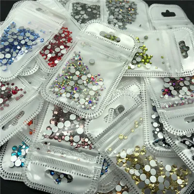 46 Colour 400p 2-5mm Crystal Rhinestones Flat Back Gems For Nails Makeup Crafts • £2.99