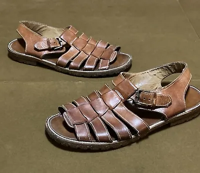 Bally Monticello Italy Men's Brown Leather Fisherman Sandals 10.5M Free Shipping • $49
