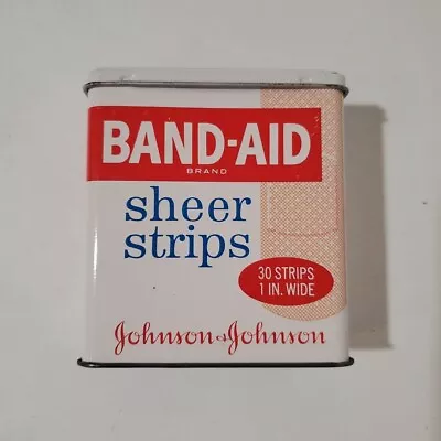 Band-Aid Sheer Strips Vintage Hinged Metal Tin Box Johnson & Johnson J & J ~ USA • $12.99