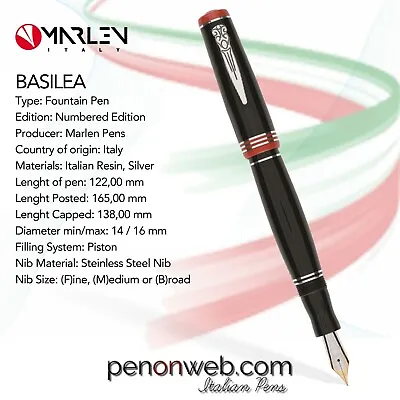Marlen Basilea N.E. Fountain Pen | Resin Silver | Piston Fill | Brand New • $299