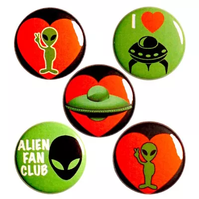 Alien Peace And Love Fridge Magnets Cute UFO Magnets 1 Inch 5 Pack MP55-3 • $5.98