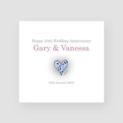 Personalised Handmade 20th China Wedding Anniversary Card For Them Husband Wife • £3.85
