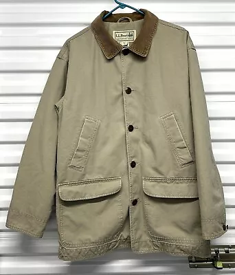 Vintage LL Bean Canvas Barn Chore Coat Field Jacket Corduroy Trim Mens M • $45