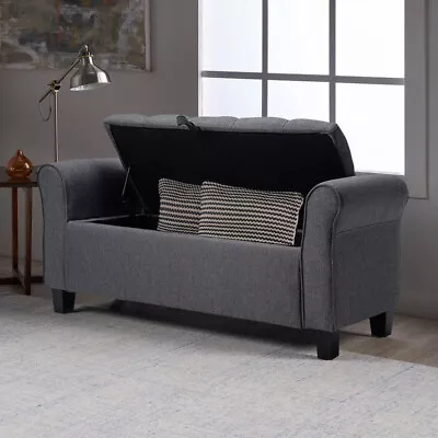 Deep Buttons Ottoman Storage Chest Linen Stool Bench Seat Home Bed End Furniture • £109.95