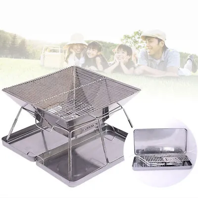 Fire Pit BBQ Grill Smoker Camping Cooking Outdoor Portable Stainless Steel Stove • $38.95