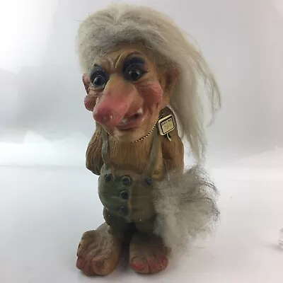 Vintage Large NYFORM Troll Doll Holding Sticks 9.5  Norway #700 Original Tag • $116.89